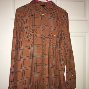 Orange and black plaid campfire shirt